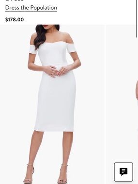 Dress the Population Off-Shoulder White Midi Sheath Dress